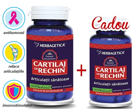 Herbagetica Cartilaj de rechin 60 capsule + 10 capsule CADOU